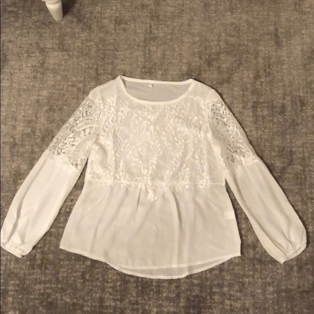 Lace Panel Round Neck Blouse